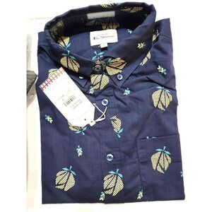 Ben Sherman Shirt Men's Small Blue S/S Button Up Smart Casual NWT British Style